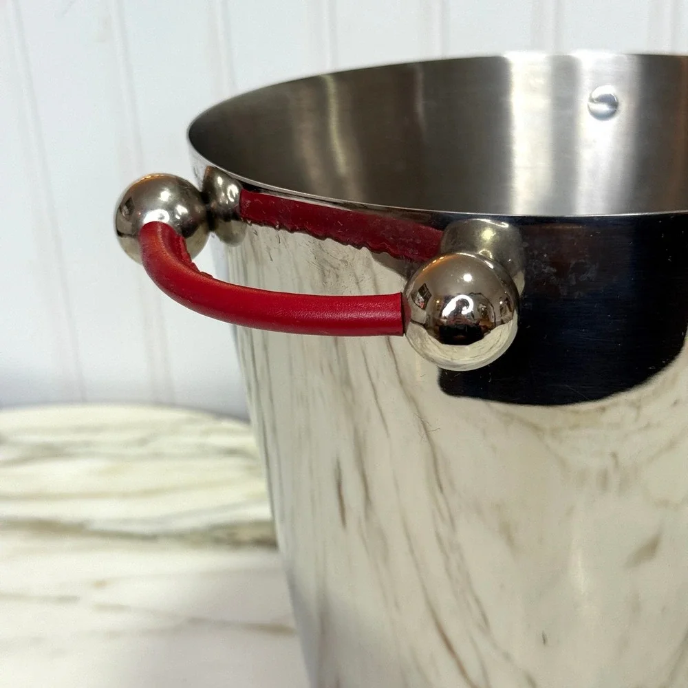 Waterford Marquis Champagne Bucket Stainless Steel Red Handles
